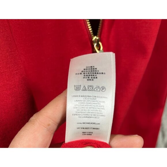 Michael Kors Dress Women's Size 10 Red Golden Circles Preppy Long Sleeve - Picture 10 of 10